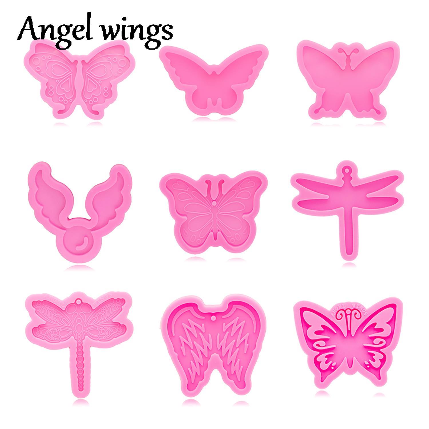 Resin Art A Keychain - DY1056 Silicone Butterfly/Dragonfly/Angel Feather Molds, Keychain