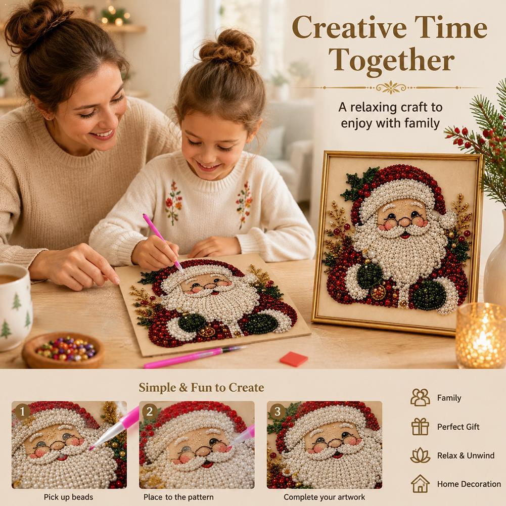Resin Art Wall Decor - Christmas Santa Claus Pearl Art DIY
