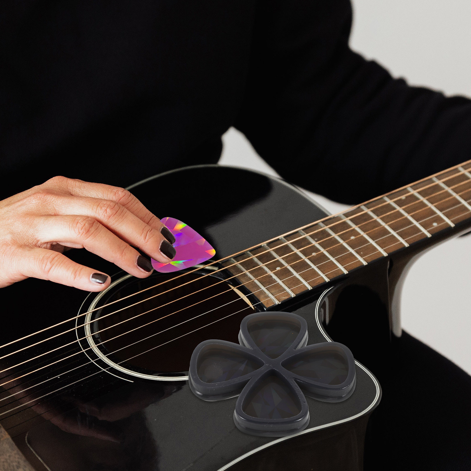 Resin Art A Keychain - DIY Holographic Guitar Pick Silicone Mold