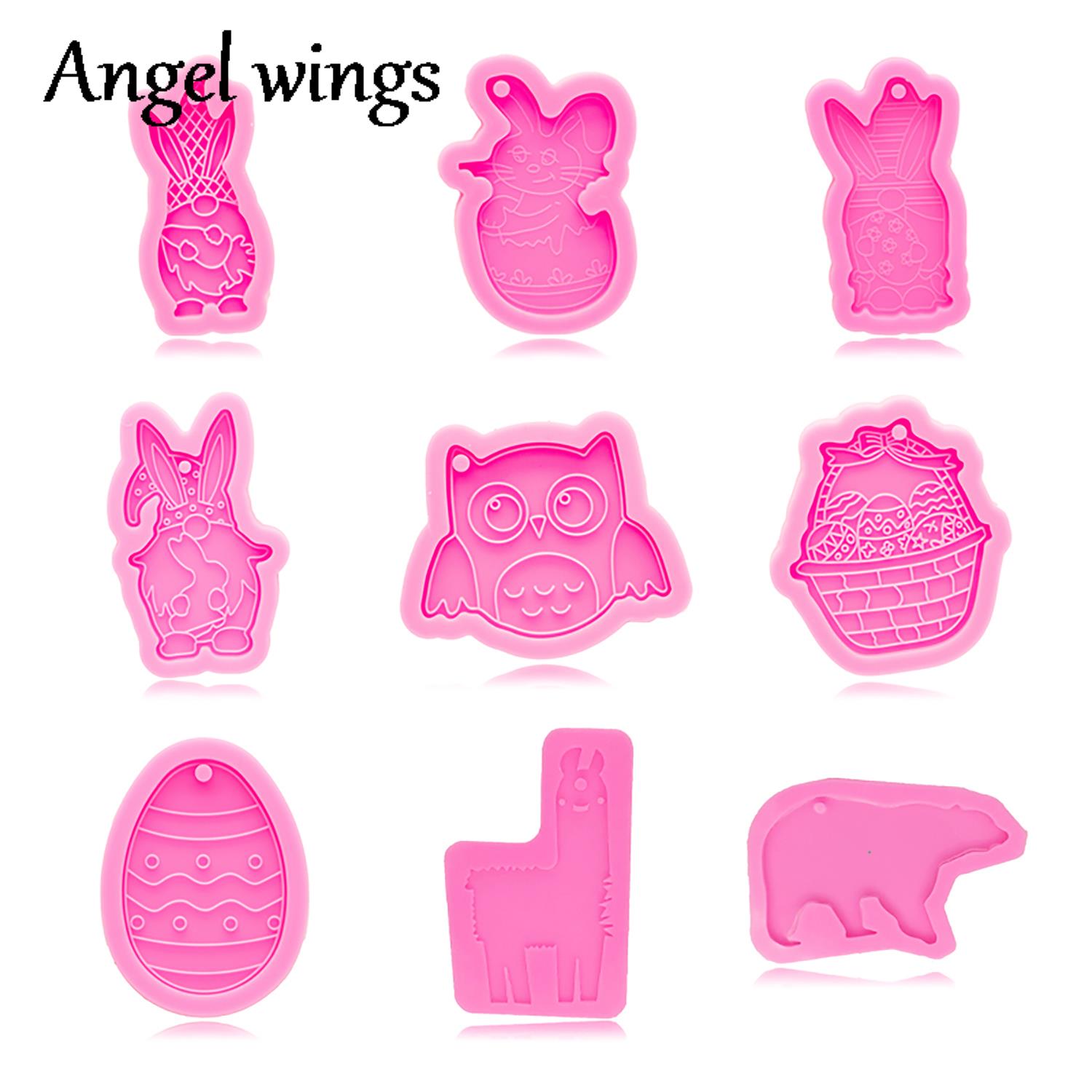 Resin Art A Keychain - DY0943 Silicone Easter Bunny/Egg/Owl/Bear Molds, Keychain