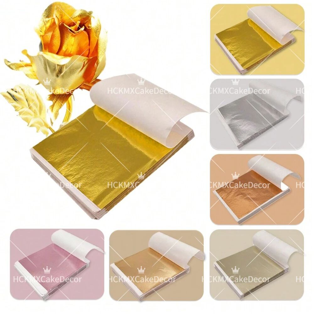 Gold Leaf Foil - 100pcs Imitation Gold Foil Sheets Multi-Color