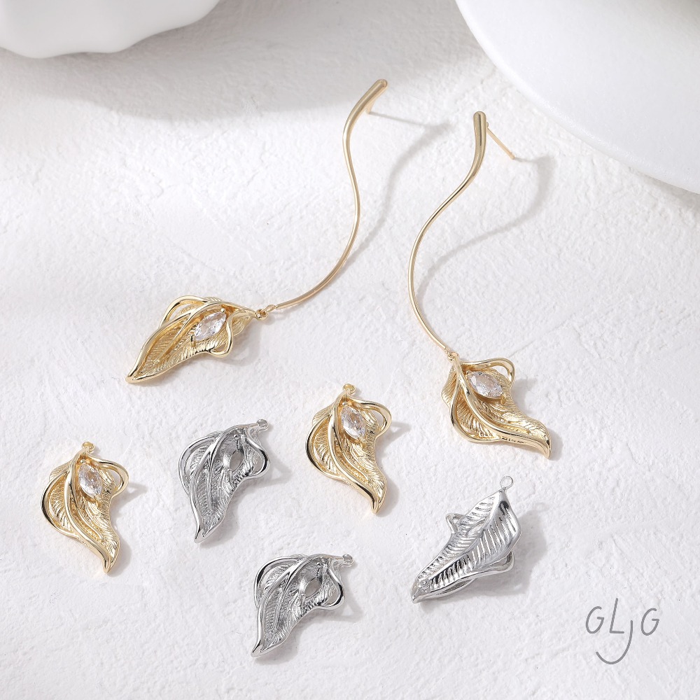 Gold Leaf Foil - 2PCS Leaf Charms for Jewelry Findings