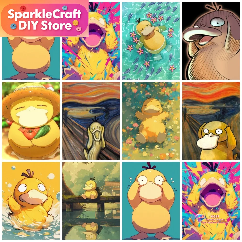 Resin Art Wall Decor - 1pc frameless Psyduck Cartoon 5D Diamond