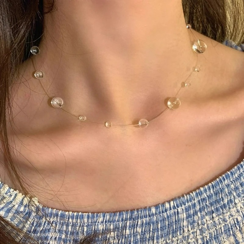 Clear Water Drop Necklace Tran - Resin Art Necklace review and price