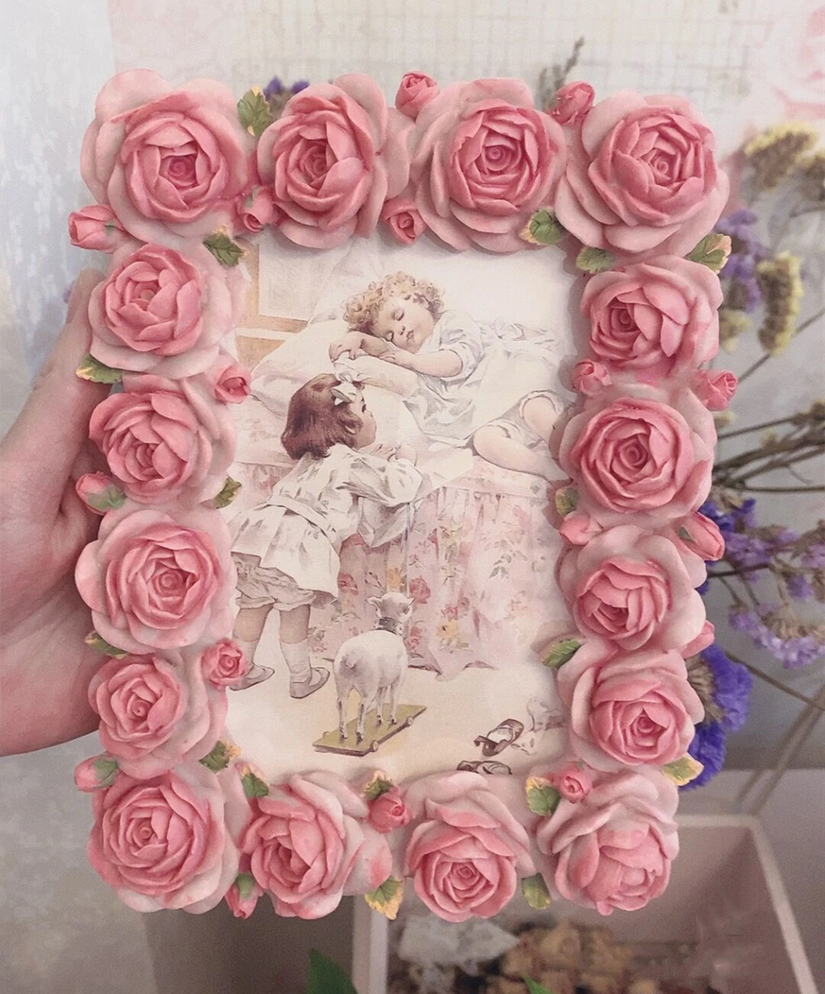 Pink Rose Blossom Series Warm  - Resin Art For Photo Frame review and price