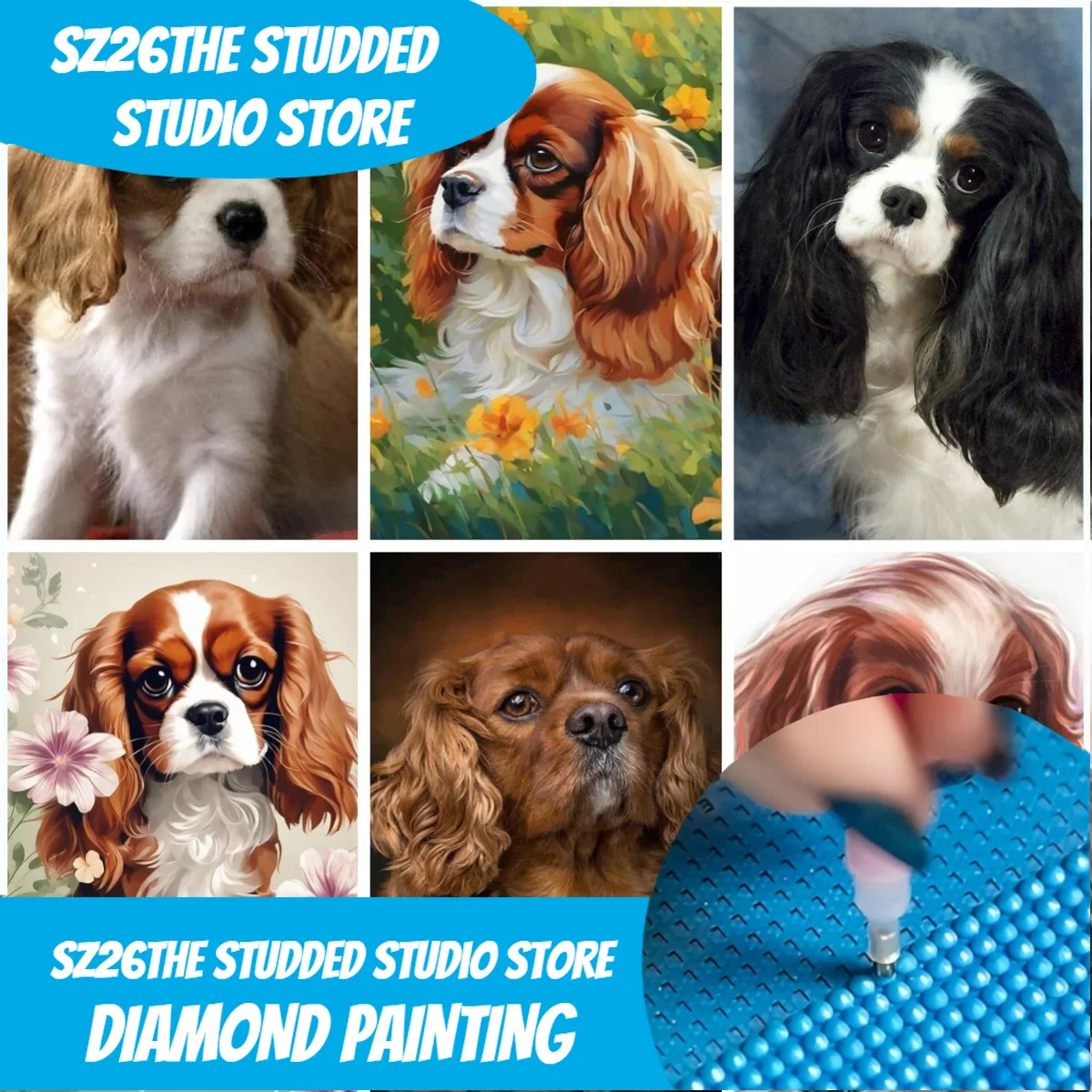 Sz26The Studded Cavalier King  - Resin Art Pouring review and price