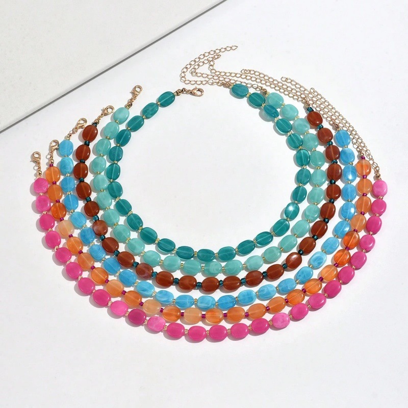 Statement Exaggerated Oval Col - Resin Art Necklace review and price