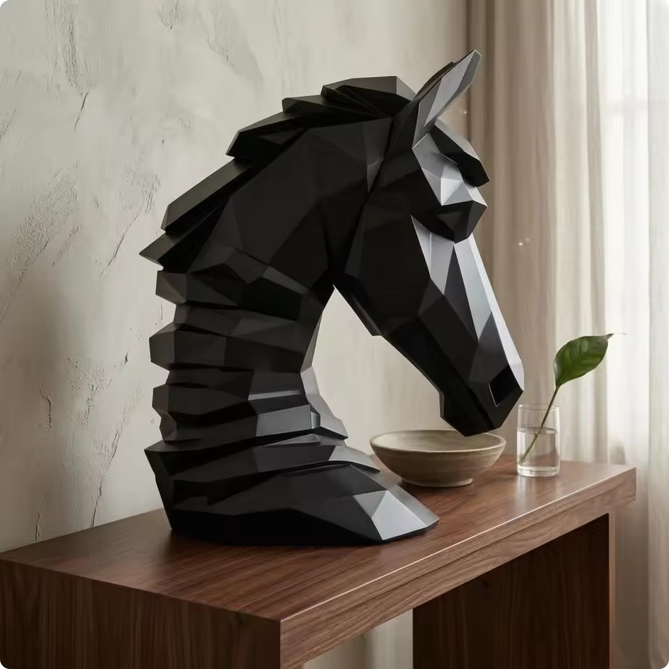Cube Horse Head Sculpture, Col - Resin Art Cube review and price