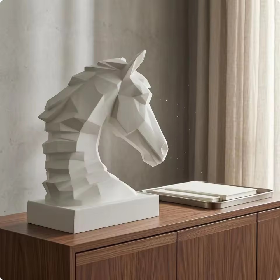 Cube Horse Head Sculpture, Col - Resin Art Cube review and price