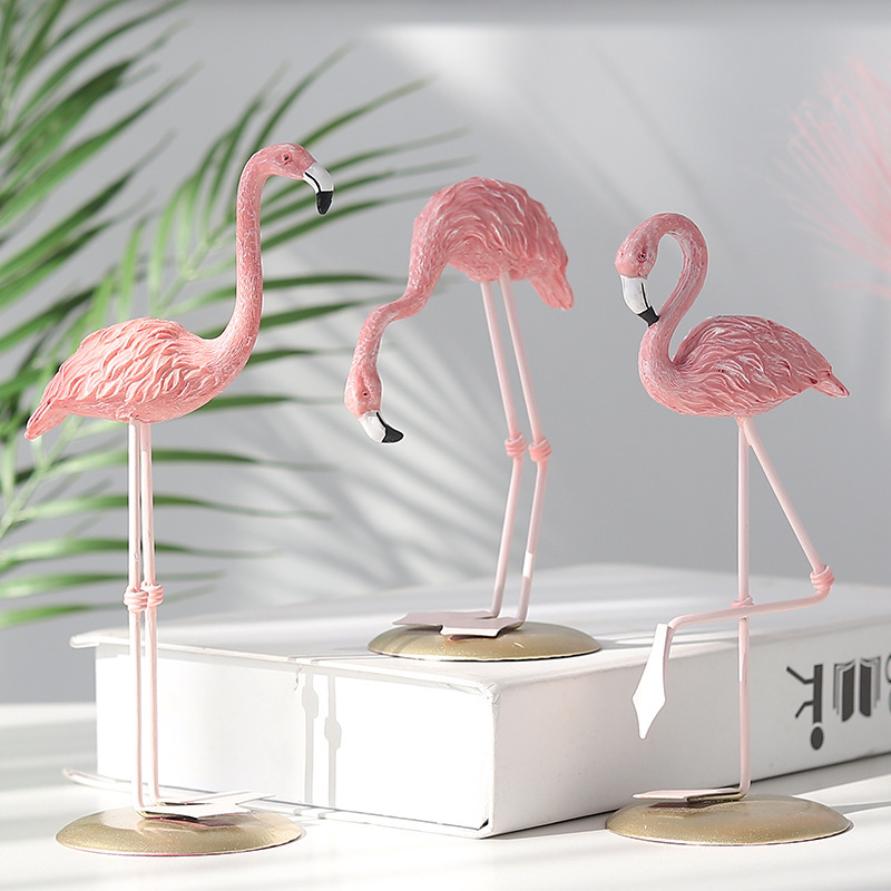 3PCS Pink Flamingo Figurines T - Resin Art Gift For Wedding review and price