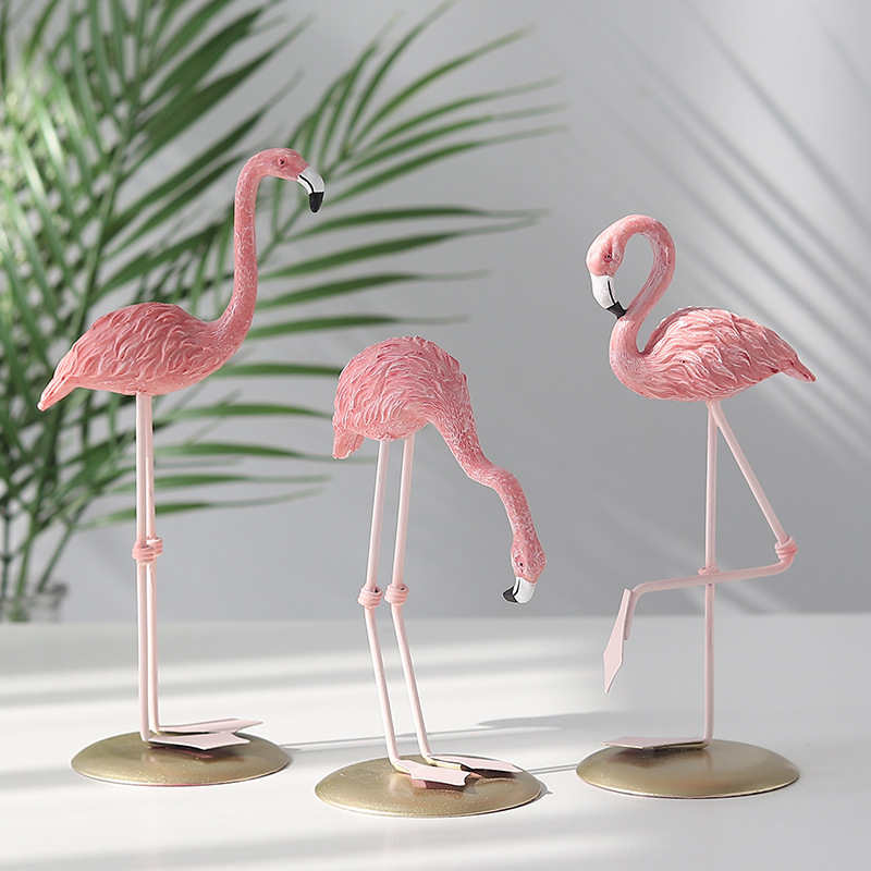 3PCS Pink Flamingo Figurines T - Resin Art Gift For Wedding review and price