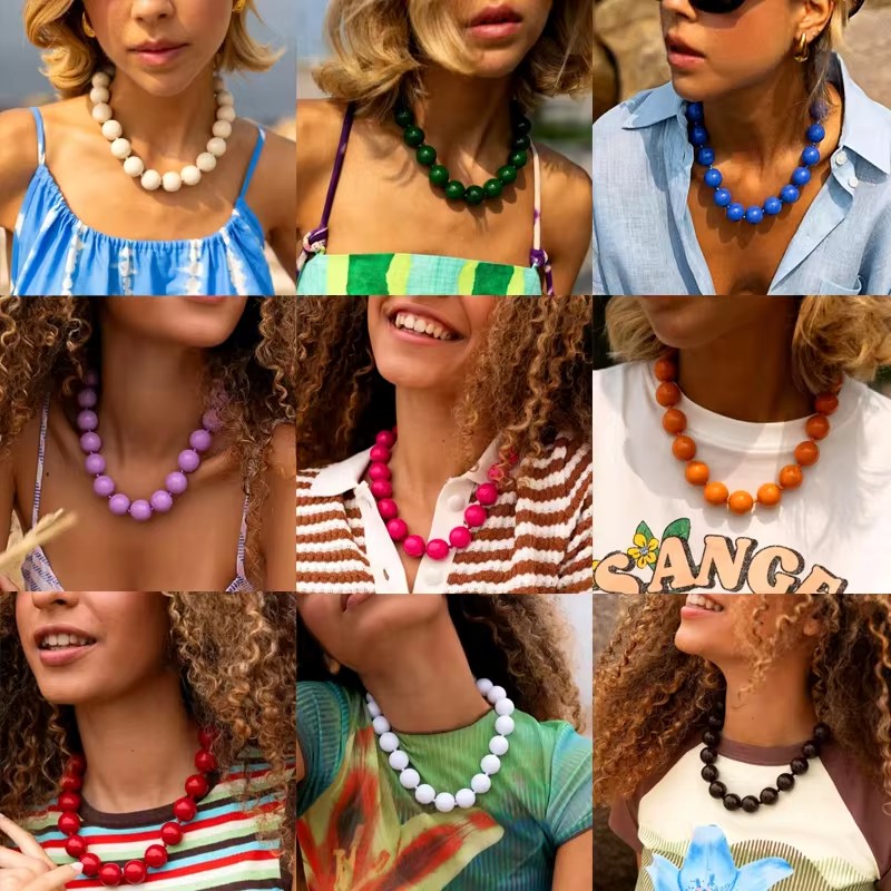 Tocona New Colorful Big Bead C - Resin Art Necklace review and price