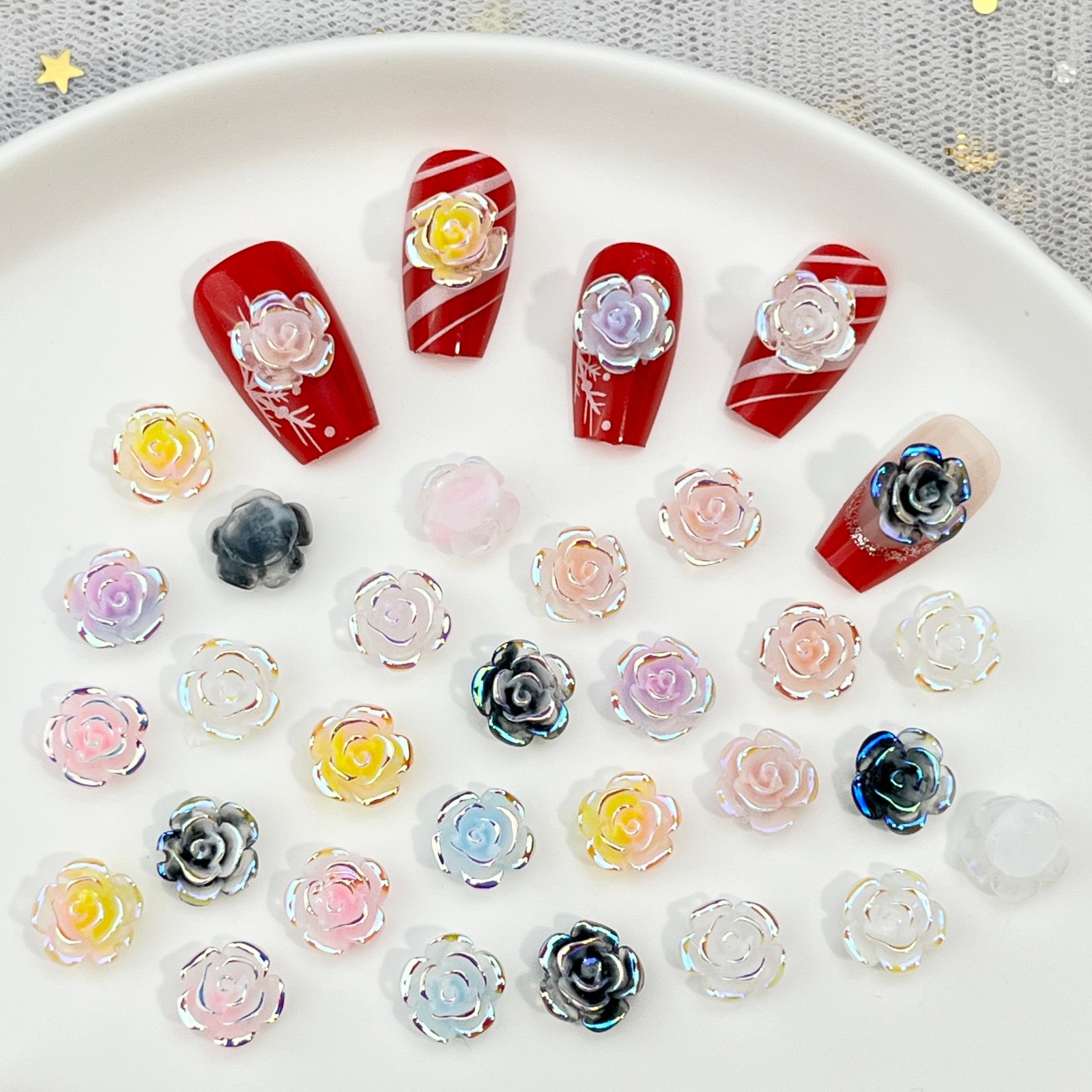 50PCS 7 Colors Of Aurora-Effec - Resin Art Rose Petals review and price