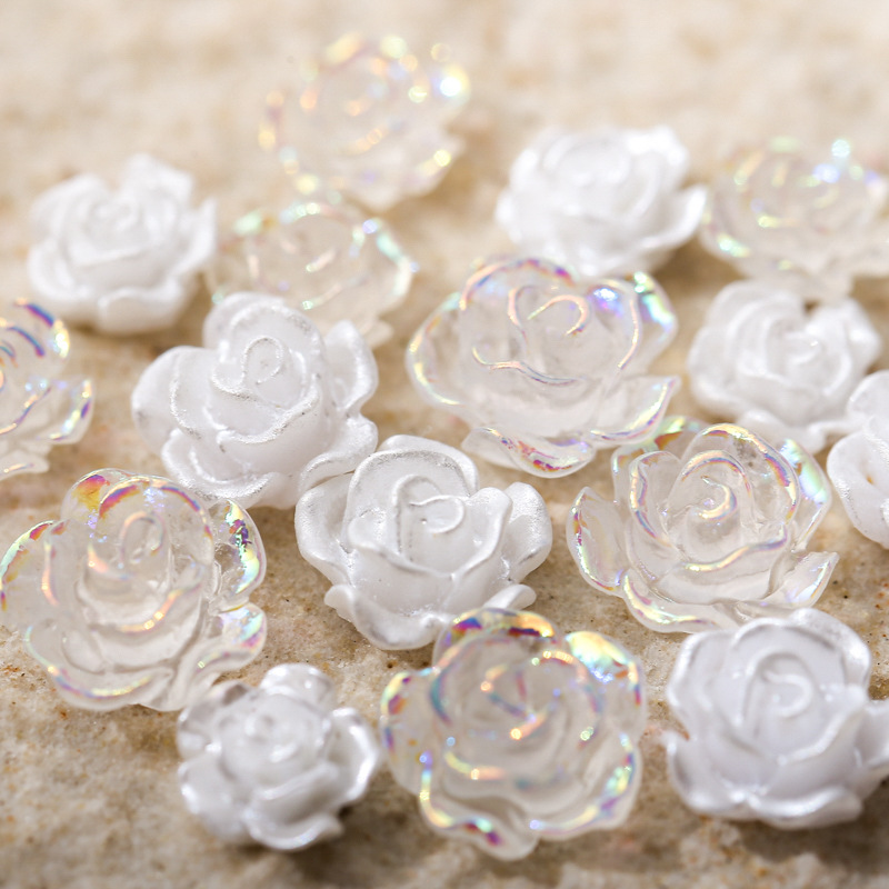 50PCS 6/8/10MM White Rose Flow - Resin Art Rose Petals review and price